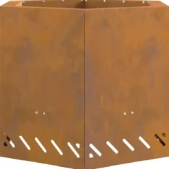 Sekskantet Bålsted i Forvitret Stål - Bålfad til Udendørs Brug | Størrelse: 58x58x51 cm