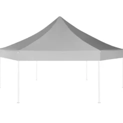 Sekskantet foldbart pop-up festtelt - Vandafvisende | Størrelse: 3,6x3,1 m | Farve: Grå