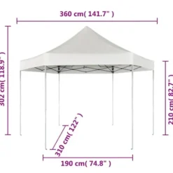Sekskantet foldbart pop-up festtelt - Vandafvisende | Størrelse: 3,6x3,1 m | Farve: Grå