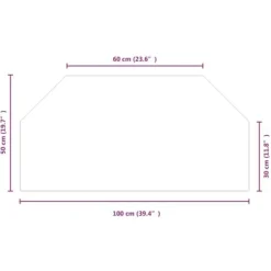 Sekskantet glasplade til pejs - Beskyttelse af gulv | Størrelse: 100x50 cm