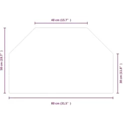 Sekskantet glasplade til pejs - Beskyttelse til gulv | Størrelse: 80x50 cm