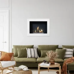 Serra bio-ethanol vægkomfur - Hvid - atmosfærisk brændeovn - 1,5 KW varme