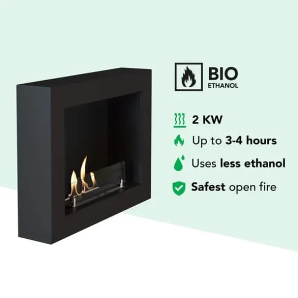 Serra bio-ethanol vægovn - Sort - Mood pejs - 1,5 KW varme