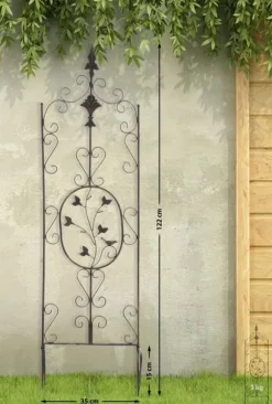 Set of 2 Antique Bronze Metal Burgus Garden Trellises for Climbing Plants, 122cm Height