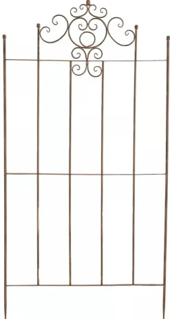 Set of 2 Paula Metal Trellis Stakes, Antique Brown, Rustic Country House Style Climbing Aid, 170cm Height
