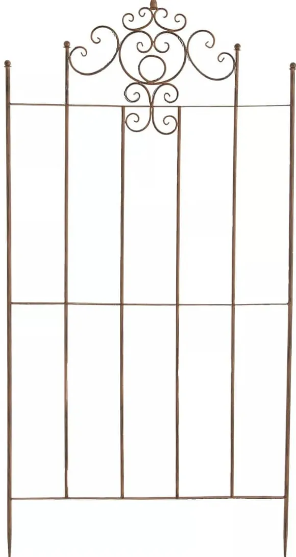 Set of 2 Paula Metal Trellis Stakes, Antique Brown, Rustic Country House Style Climbing Aid, 170cm Height