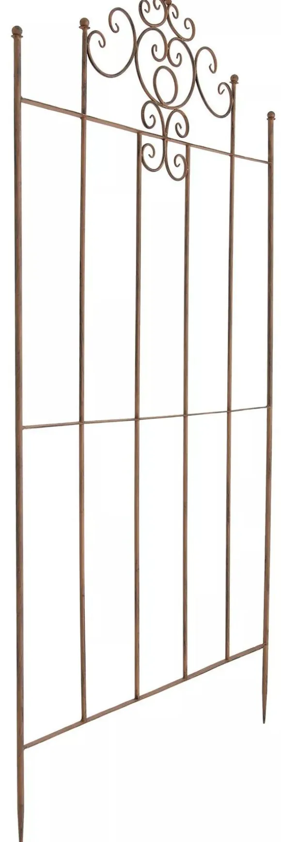 Set of 2 Paula Metal Trellis Stakes, Antique Brown, Rustic Country House Style Climbing Aid, 170cm Height