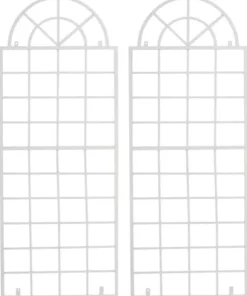Set of 2 White Metal Viva Trellis Grids - 180cm High x 70cm Wide, Handcrafted Iron with Antique Patina