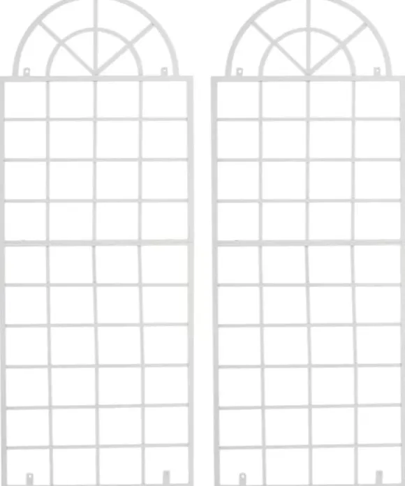 Set of 2 White Metal Viva Trellis Grids - 180cm High x 70cm Wide, Handcrafted Iron with Antique Patina