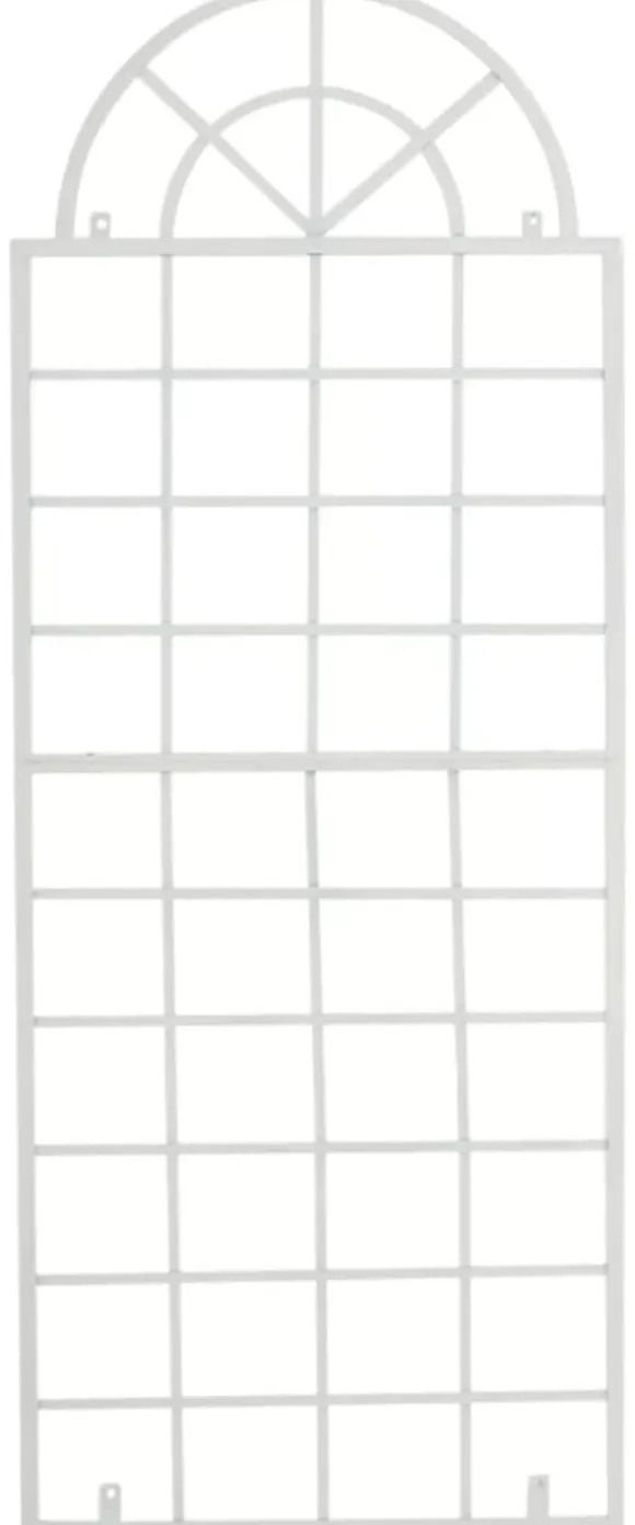 Set of 2 White Metal Viva Trellis Grids - 180cm High x 70cm Wide, Handcrafted Iron with Antique Patina