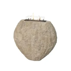 Shigo W fritstående pejs med bioethanol - Hvid naturstenspejs i form af en stor vase - 2 KW varme