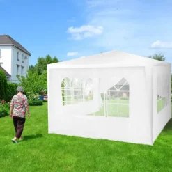 Sidepanel-sæt til havepavillon, 300x200 cm, hvid