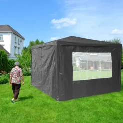 Sidepanel-sæt til pavillon, 300x200 cm, grå