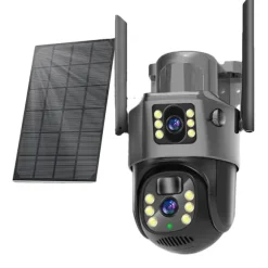 Sikkerhedskamera, 4K Dual Linse, Soldrevet,1Pcs WIFI Solkamera
