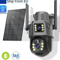 Sikkerhedskamera, 4K Dual Linse, Soldrevet,1Pcs WIFI Solkamera