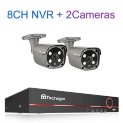 Sikkerhedskamera System, 8 Kanaler, To-Vejs Lydkommunikation,8CH 2PCS 5MP KAMERA, 3T Indbygget HDD