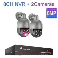 Sikkerhedskamera System, 8 Kanal NVR, Forbedret Nattesyn,8CH 2stk Kamera 8MP, 3T (udendørs sport)