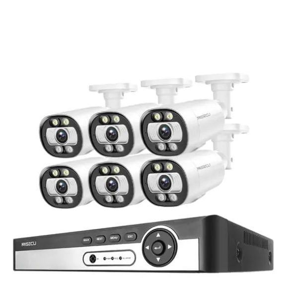 Sikkerhedskamera system, AI ansigtsdetektion, farve natvision,8CH NVR 6PCS KAMERA 5MP, Ingen