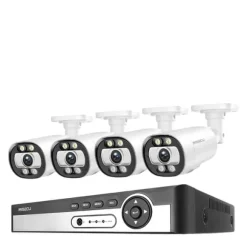 Sikkerhedskamera system, AI ansigtsdetektion, farve natvision,8CH NVR 4PCS KAMERA 5MP, 1T