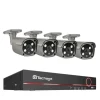 Sikkerhedskamera system, 4K HD opløsning, To-vejs lyd, 3T (udendørs sport), 8CH 4 stk 5MP kamera