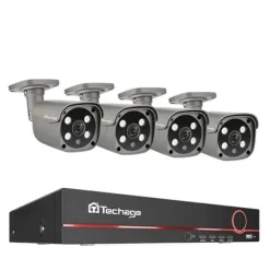 Sikkerhedskamera system, 4K HD opløsning, To-vejs lyd, 3T (udendørs sport), 8CH 4 stk 5MP kamera