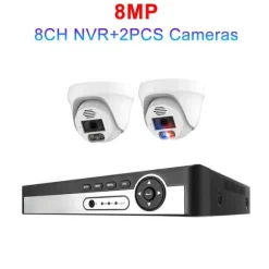 Sikkerhedskamera system, 4K opløsning, AI ansigtsgenkendelse,3T (udendørs sport), 8CH NVR 2 KAMERA 8MP