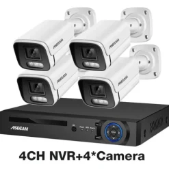 Sikkerhedskamera system, 4K opløsning, AI farve natvision, , 2T, 4CH NVR and 4 Camera