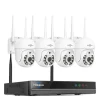Sikkerhedskamera System, 3MP/5MP Opløsning, To-Vejs Lyd,10CH NVR 4 kameraer, 1T