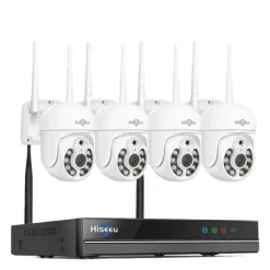 Sikkerhedskamera System, 3MP/5MP Opløsning, To-Vejs Lyd,10CH NVR 4 kameraer, 1T