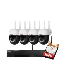 Sikkerhedskamera System, 5MP Opløsning, To-Vejs Lyd,500g, EU Stik, 1xNVR 4x3MP PTZ Kamera
