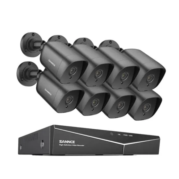 Sikkerhedskamera System, 5MP Opløsning, Udvidelig Op Til 8 Kameraer,2T, 1080P 8PCS DVR Kit