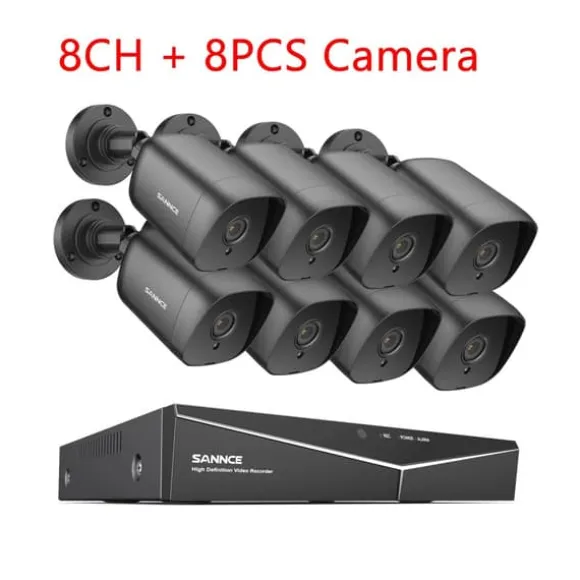 Sikkerhedskamera System, 5MP Opløsning, Udvidelig Op Til 8 Kameraer,2T, 1080P 8PCS DVR Kit