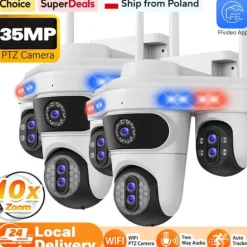 Sikkerhedskamera, 10X optisk zoom, nattevision,2Pcs Hvid Kamera, EU Stik