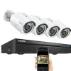 Sikkerhedskamerasystem, 8 kanaler, op til 8M optagelsesopløsning, vejrbestandigt design,Ingen, 5MP 4Pcs Kamera