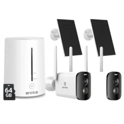 Sikkerhedskamerasystem, 4MP opløsning, panorering og vippefunktionalitet,5200mAh 2Stk 64G