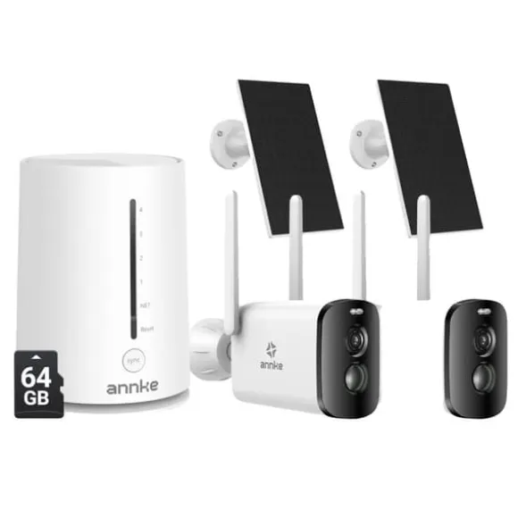 Sikkerhedskamerasystem, 4MP opløsning, panorering og vippefunktionalitet,5200mAh 2Stk 64G