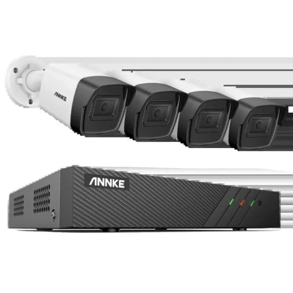 Sikkerhedskamerasystem, 5MP opløsning, 8-kanals videoindgang, MicroSD-lagring,8CH NVR 4Pcs Kamera-b, 2T