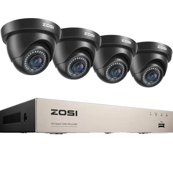 Sikkerhedskamerasystem, 1080P opløsning, H265+ komprimeringsteknologi, , 4 Black Cameras, None