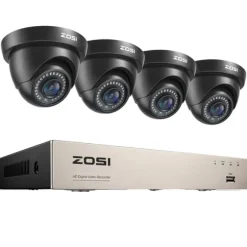 Sikkerhedskamerasystem, 1080P opløsning, H265+ komprimeringsteknologi, , 4 Black Cameras, 1T