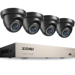 Sikkerhedskamerasystem, 1080P opløsning, H265+ komprimeringsteknologi, , 4 Black Cameras, 1T