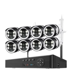 Sikkerhedskamerasystem, PTZ-funktionalitet, trådløs forbindelse, 8CH 3MP 8PCS CAM, ingen indbygget HDD