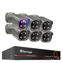 Sikkerhedssystem, 8 Kanaler, 4K IP Kameraer,Ingen indbygget HDD, 8CH 6Stk 8MP Kamera
