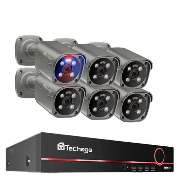 Sikkerhedssystem, 8 Kanaler, 4K IP Kameraer,Ingen indbygget HDD, 8CH 6Stk 8MP Kamera