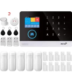 Sikkerhedssystem, trådløs forbindelse, 99 zoner, kompatibel med Alexa,4G WiFi Kit F, EU stik