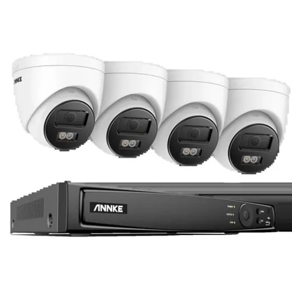 Sikkerhedssystem, Ultra HD opløsning, PoE netværksforbindelse, 8CH NVR 4 stk kamera, Ingen