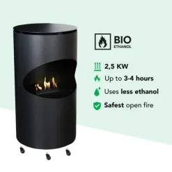 Silo mobil bio-ethanol pejs - rund pejs - fritstående pejs - humør pejs - 2 KW varme