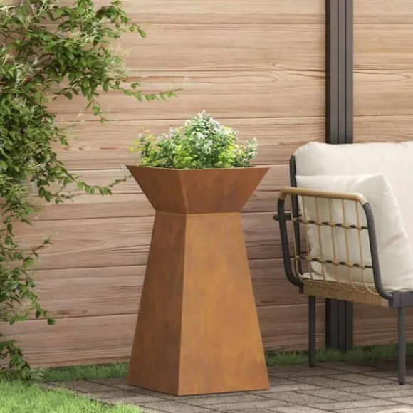 Søjle Plantekasse 2 pcs - Trapezoidalt design | Farve: Sølv | Størrelse: 35x35x73 cm