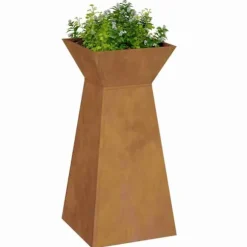 Søjle Plantekasse 2 pcs - Trapezoidalt design | Farve: Sølv | Størrelse: 35x35x73 cm