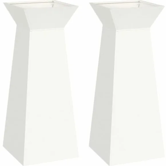 Søjle Plantekasse 2 stk - Moderne Design i Stål | Størrelse: 40x40x100 cm | Farve: Hvid