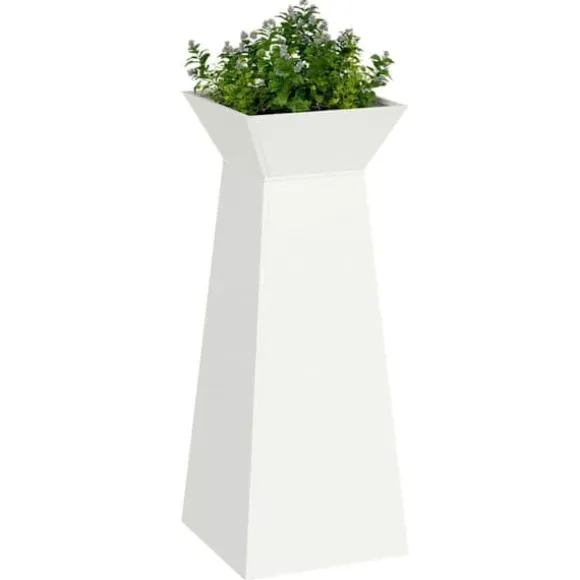 Søjle Plantekasse 2 stk - Moderne Design i Stål | Størrelse: 40x40x100 cm | Farve: Hvid